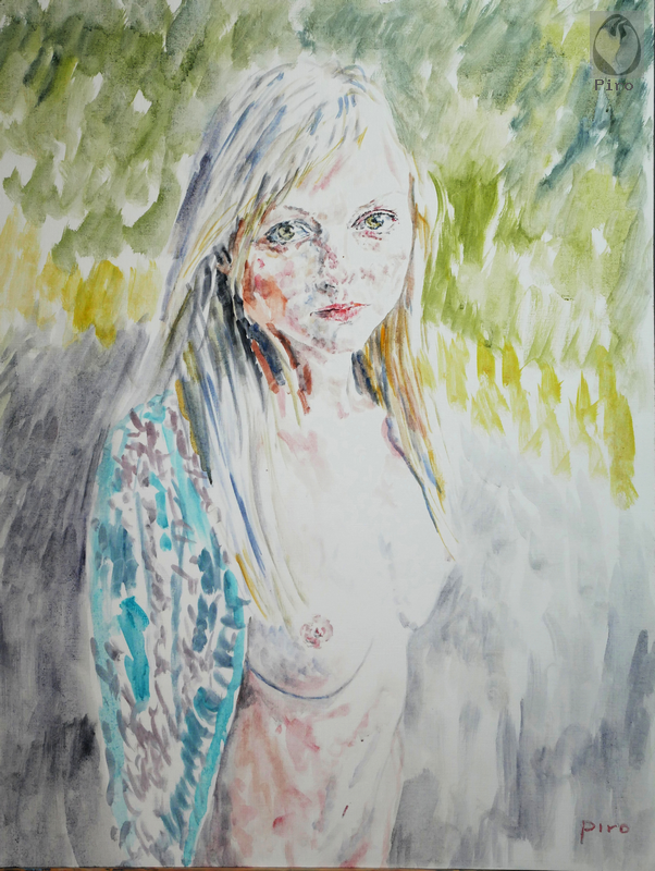 oil on paper - olio su carta di Piro